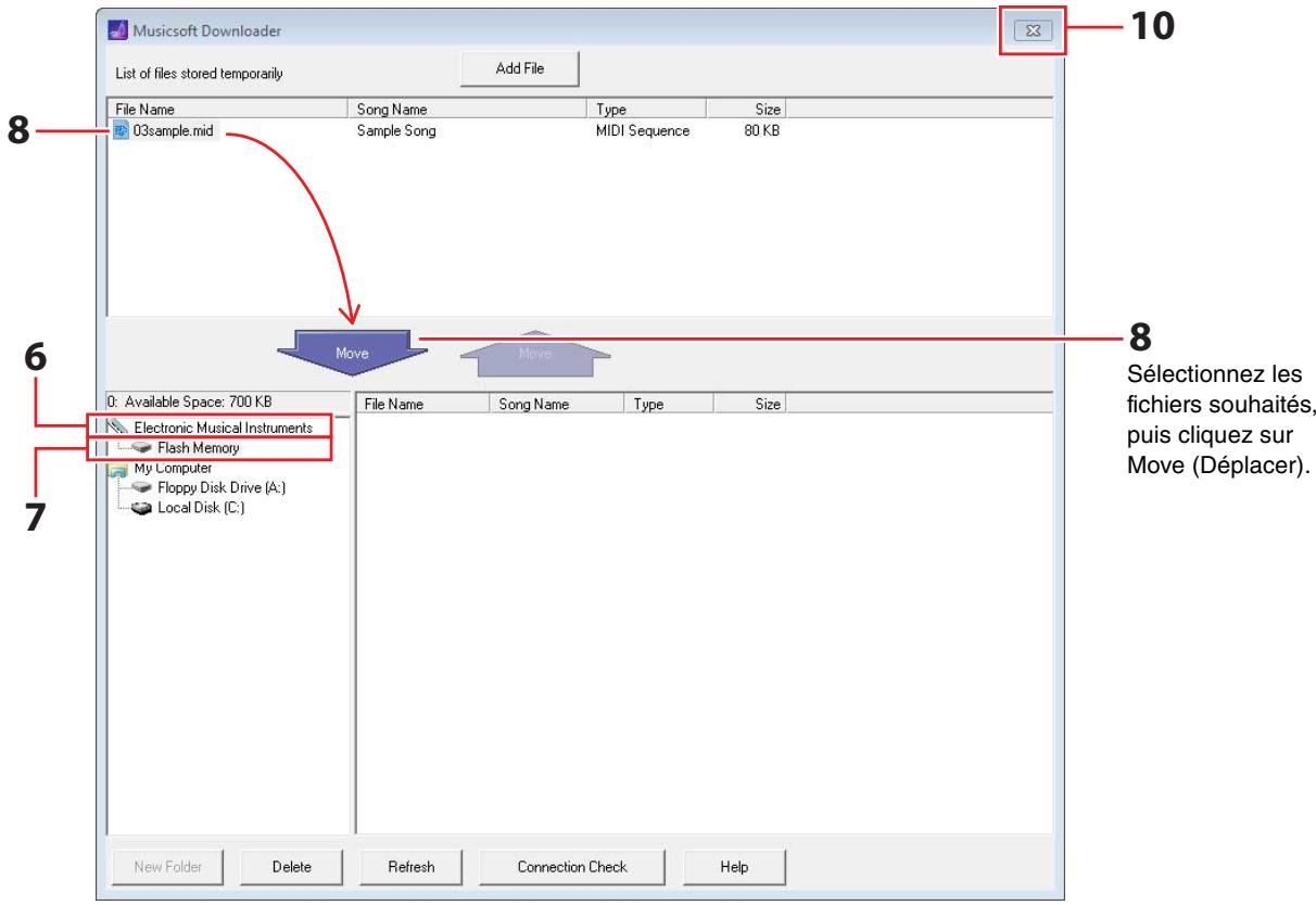 YAMAHA DTX430K - Cliquez sur la touche connection check (vérifier la connexion) située en bas de l'écran principal pour confirmer l'état de connexion actuel. - 2