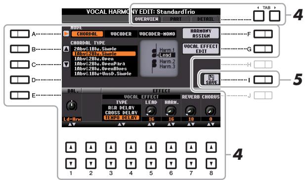 YAMAHA PSR-S750 - Sélectionnez le type d'harmonie vocale à opérer à l'aide des touches [a]–[j]. - 2