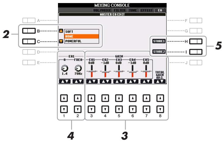 YAMAHA PSR-S750 - Appuyez sur la touche [f] (EDIT) sur la page EQ. - 1