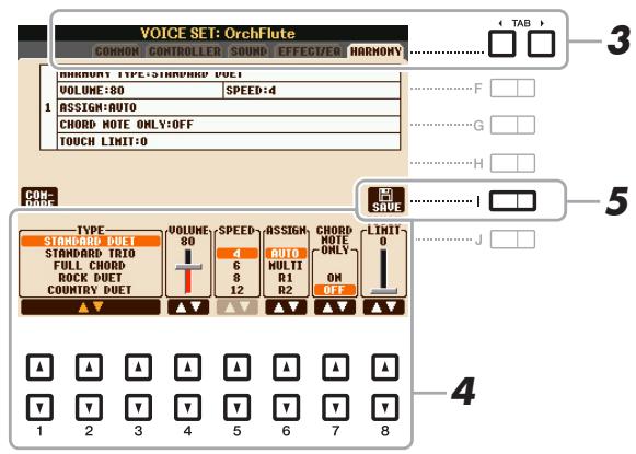 YAMAHA PSR-S750 - Utilisez les touches TAB [▲][▶] pour appeler la page de réglage appropriée. - 1