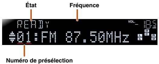 YAMAHA RX-V367 - Appuyez sur ⑨ENTER, ensuite, appuyez sur ④PRESET ∧ / ∨ ou sur ⑨Curseur △ / ∨ pour choisir le numéro de présélection à partir duquel la fonction de présélection automatique démarrera. - 1