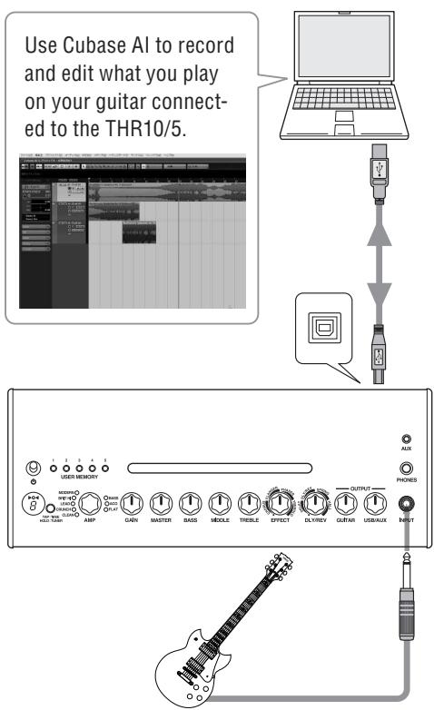 YAMAHA THR10 - 3) Record audio using the Cubase AI application. - 1