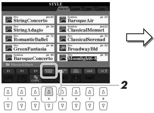 YAMAHA TYROS 4 - Appel des réglages de panneau correspondant au style (répertoire) - 1