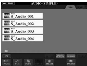 YAMAHA TYROS 4 - Données AUDIO (AUDIO) de l'écran AUDIO (simple) file selection - 3