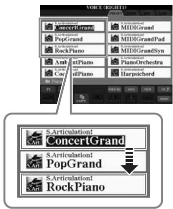 YAMAHA TYROS 4 - - Sélection de fichiers (voix, style, morceau, etc.) - 1