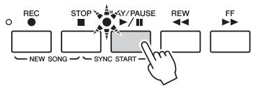 YAMAHA TYROS 4 - Appuyez sur la touche [play/pause] de la section SONG pour démarrer la reproduction. - 1