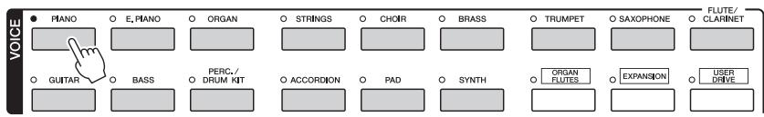 YAMAHA TYROS 4 - Appuyez sur une des touches de sélection de la catégorie VOICE pour sélectionner une catégorie de voix et appeler l'écran VOICE selection. - 1