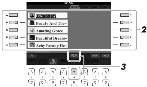 YAMAHA TYROS 4 - Appuyez sur la touche [a]–[j] correspondant au fichier souhaité. - 1