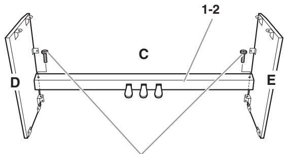 YAMAHA YDP-S51 - Attach (finger-tighten) C to D and E. - 2