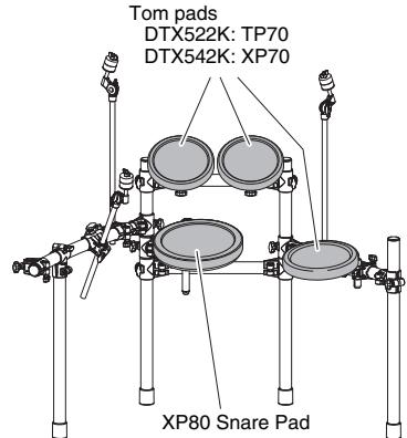 YAMAHA DTX522K/DTX542K - Assembling the snare and tom pads - 1