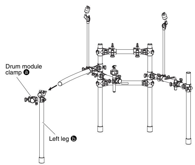 YAMAHA DTX522K/DTX542K - Assemble the hi-hat holder, the pads, and the drum module to the electronic drum rack. - 1