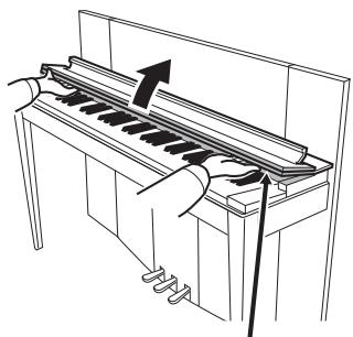 YAMAHA F02 - To open the key cover: - 2