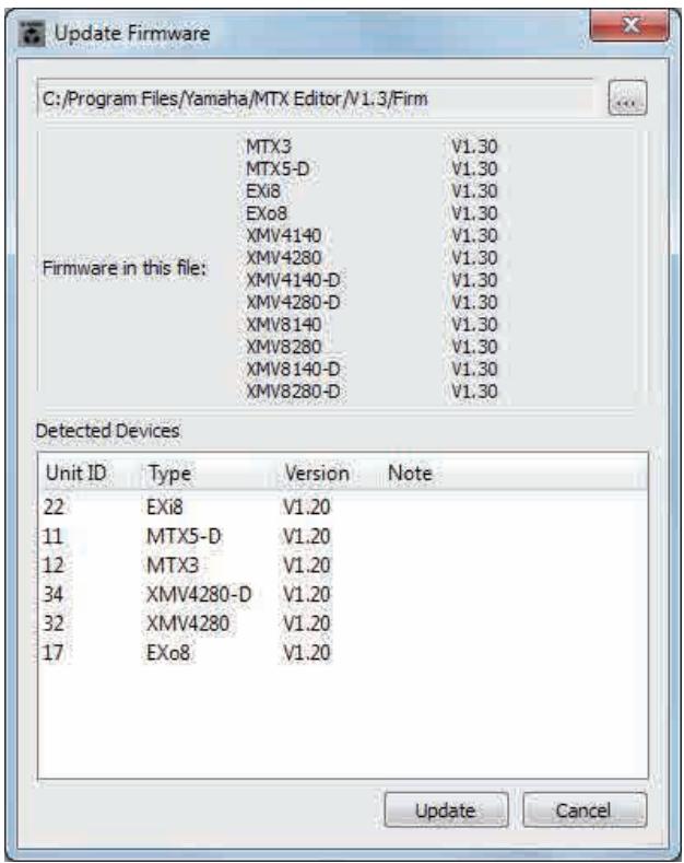 YAMAHA MTX - Boîte de dialogue « Update Firmware » - 1