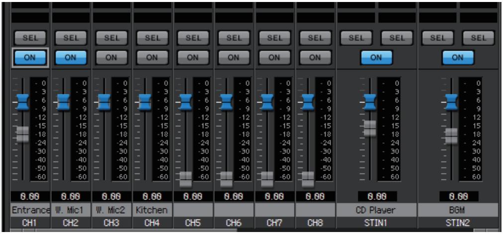 YAMAHA MTX - Ajuste le niveau d'envoi de chaque canal d'entrée. Vous pouvez utiliser le bouton [ON] pour activer/désactiver l'envoi. - 1