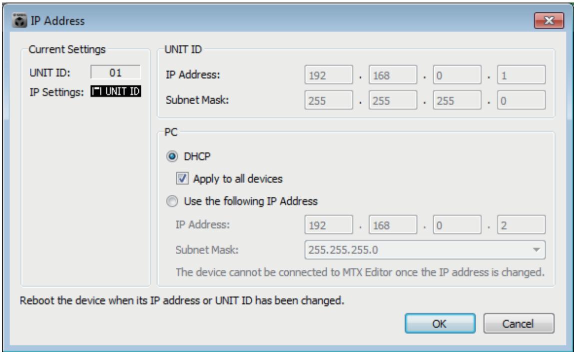 YAMAHA MTX - Boîte de dialogue « IP Address » - 1