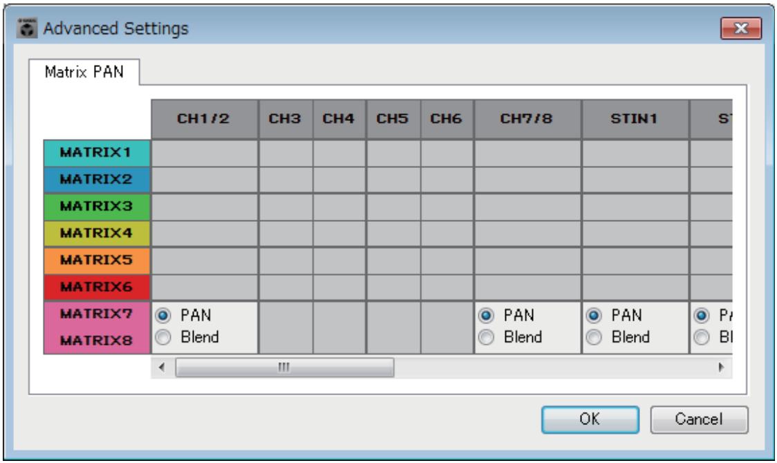 YAMAHA MTX - Boîte de dialogue « Advanced Settings » - 1