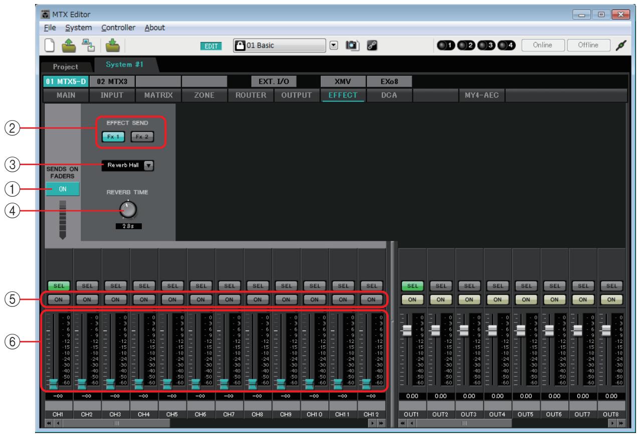 YAMAHA MTX - Écran « EFFECT » - 1