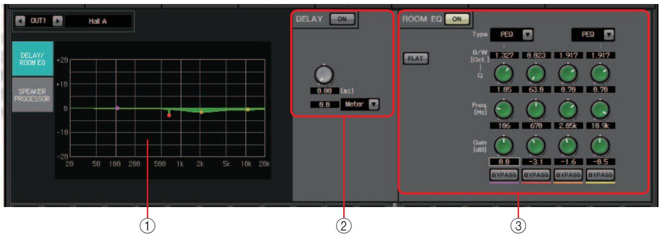 YAMAHA MTX - Écran « DELAY/ROOM EQ » - 1