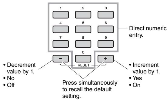 YAMAHA PSR-E243/YPT-240 - Set the value by using the number buttons [0]-[9], [+] , [-] . - 1