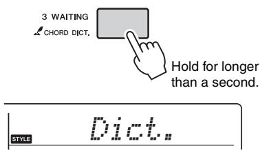 YAMAHA PSR-E243/YPT-240 - Press and hold the [3 WAITING] button for longer than a second to call up "Dict." - 1