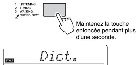 YAMAHA PSR-E343/YPT-340 - Appuyez sur la touche [1 listening 2 TIMING 3 waiting] et maintenez-la enforcée pendant plusieurs secondes afin d'appeler l'objet « dict - 1