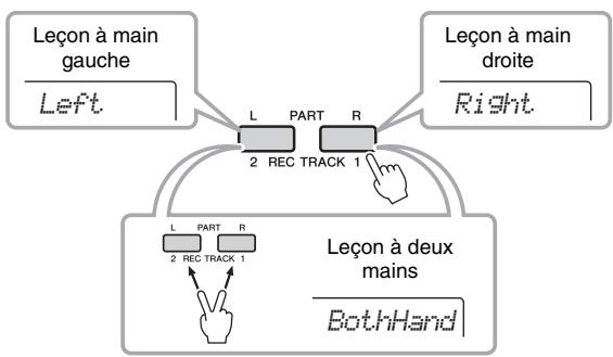 YAMAHA PSR-E343/YPT-340 - Appuyez sur une des touches [R] et [L] ou sur les deux pour sélectionner la partie sur laquelle vous pouvez vous exercer. - 1