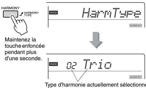 YAMAHA PSR-E343/YPT-340 - Maintenez la touche [HARMONY] enfoncée pendant plus d'une seconde jusqu'à ce que l'élément « harmtype » (type d'harmonie) (fonction 026; page 34) s'affiche à l'écran. - 1