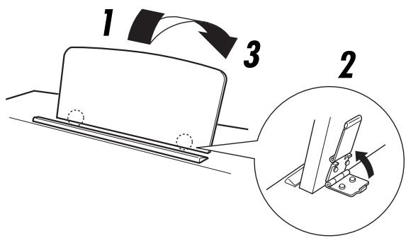 YAMAHA YDP-162/142 - To lower the music rest: - 2