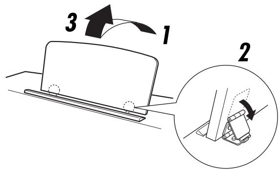 YAMAHA YDP-162/142 - To lower the music rest: - 1