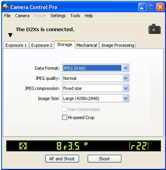 NIKON CAMERA CONTROL PRO - The Storage Tab - 1