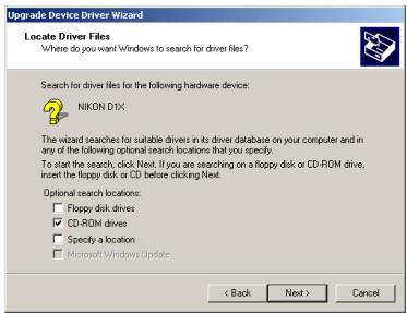 NIKON CAMERA CONTROL PRO - Select the search option and click Next. Upgrade Device Driver Wizard - 2