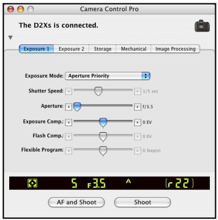 NIKON CAMERA CONTROL PRO - The Camera Control Pro window will be displayed. - 2