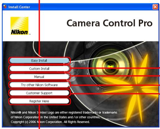 NIKON CAMERA CONTROL PRO - The "Install Center" window - 1