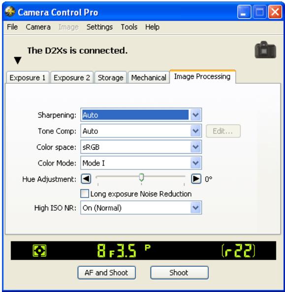 NIKON CAMERA CONTROL PRO - The Image Processing Tab - 1