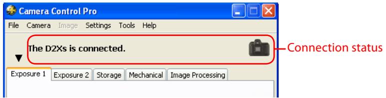 NIKON CAMERA CONTROL PRO - Connection Status - 1