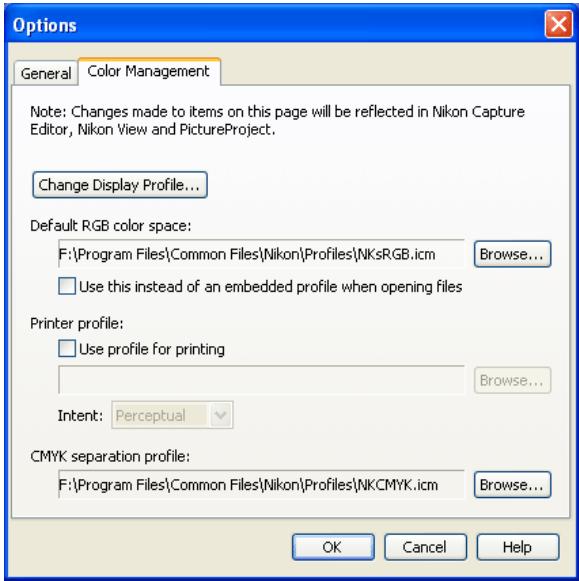 NIKON CAMERA CONTROL PRO - The Color Management Tab (Windows) - 1