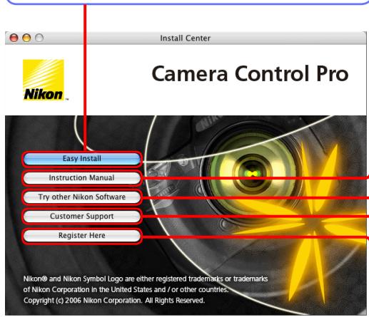NIKON CAMERA CONTROL PRO - The "Install Center" window - 1