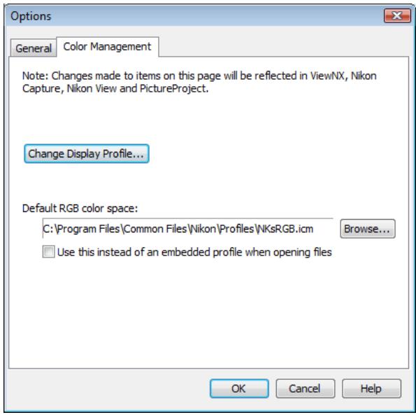 NIKON CAMERA CONTROL PRO 2 - The Color Management Tab (Windows) - 1