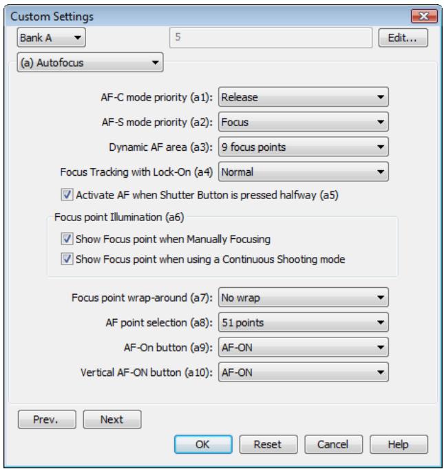 NIKON CAMERA CONTROL PRO 2 - Custom Settings - 1