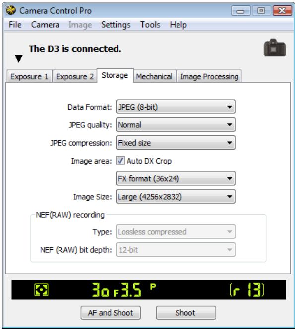 NIKON CAMERA CONTROL PRO 2 - The Storage Tab - 1