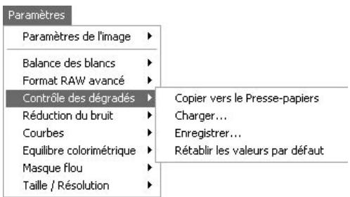 NIKON CAPTURE 3 - Menu des paramètres de la fonction contrôle des dégradés - 3
