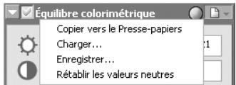 NIKON CAPTURE 4 - Le sous-menu paramètres d'Equilibre Colorimétrique - 1