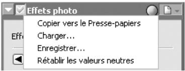 NIKON CAPTURE 4 - Le sous-menu paramètres Effets photo - 1