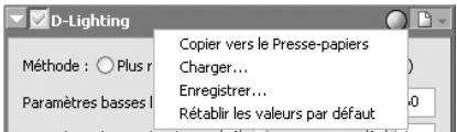 NIKON CAPTURE 4 - Menu des paramètres D-Lighting - 1