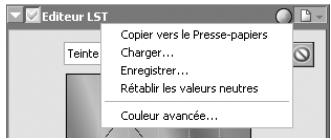 NIKON CAPTURE 4 - Menu des paramètres de l'éditeur LST - 1