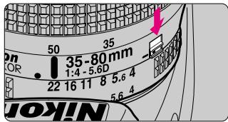 NIKON F60D - With CPU Nikkor lens with aperture ring (other than G-type), set the lens' aperture to its minimum and lock. - 2
