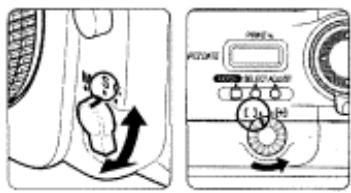 NIKON F80S - Set the film advance mode selector to S (single-frame shooting) while pressing the film advance mode selector lock release. - 2