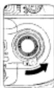NIKON F80S - Rotate the focus area selector lock lever and select centre focus area with the focus area selector. - 2