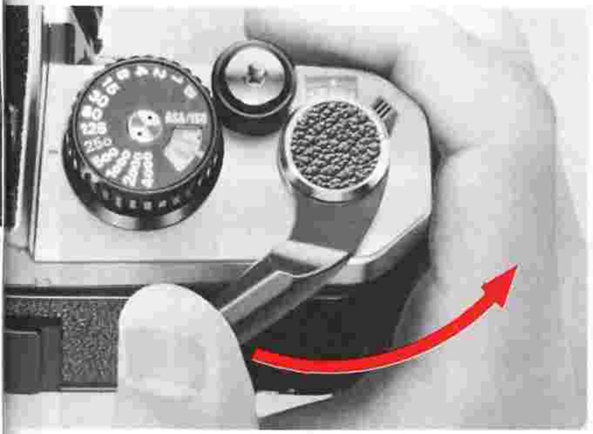 NIKON FM2 - Make blank exposures until the frame counter reaches frame 1. - 1
