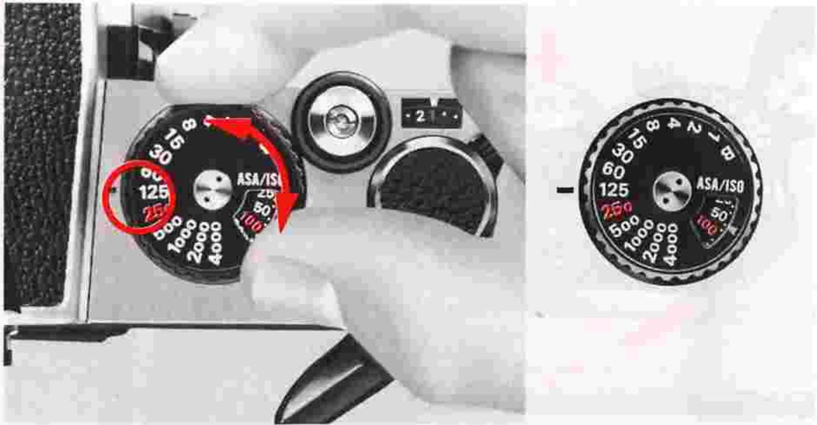 NIKON FM2 - ASA/ISO film speed dial 55 - 1